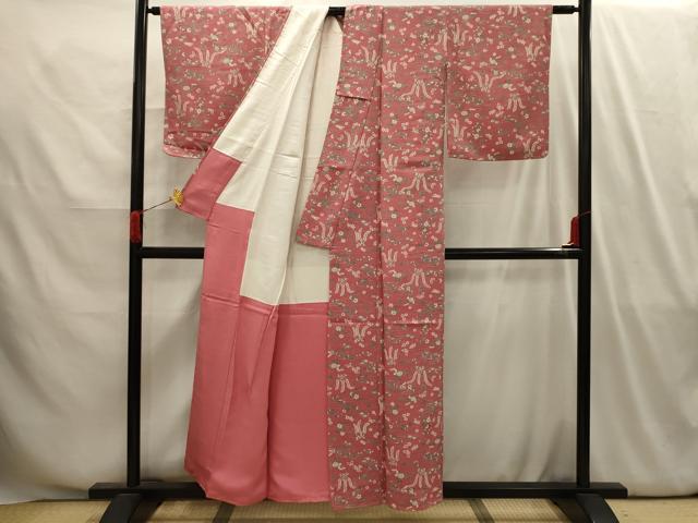 平和屋着物■上質な小紋 流水鴛鴦花文 正絹 逸品 未使用 AABI4114sx