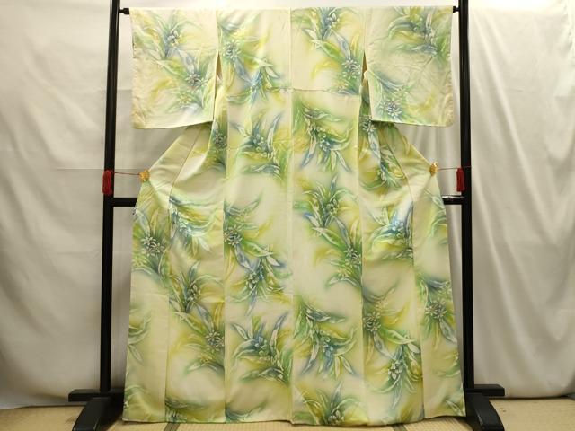 平和屋着物■上質な小紋 草花文 ろうけつ染 暈し染め 正絹 逸品 AABI4115sx