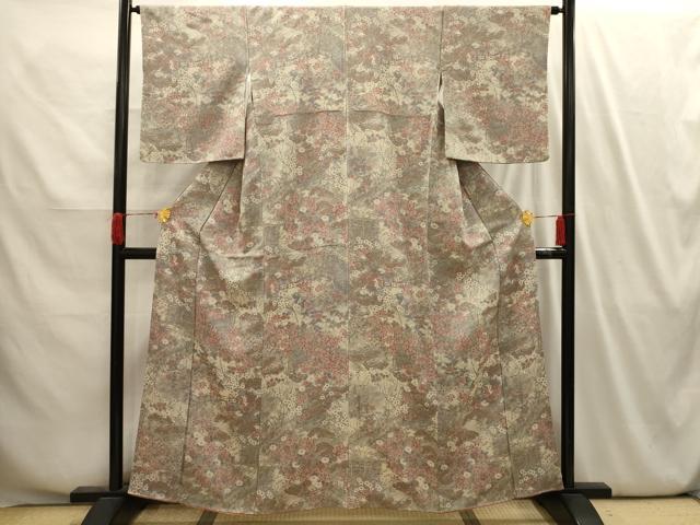 平和屋着物■上質な小紋 花風景文 金彩 正絹 逸品 AABI4118sx