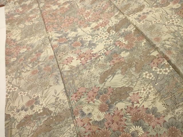 平和屋着物■上質な小紋 花風景文 金彩 正絹 逸品 AABI4118sx