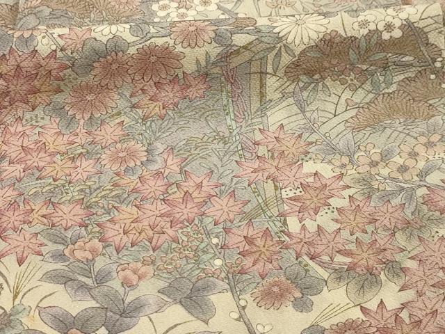 平和屋着物■上質な小紋 花風景文 金彩 正絹 逸品 AABI4118sx