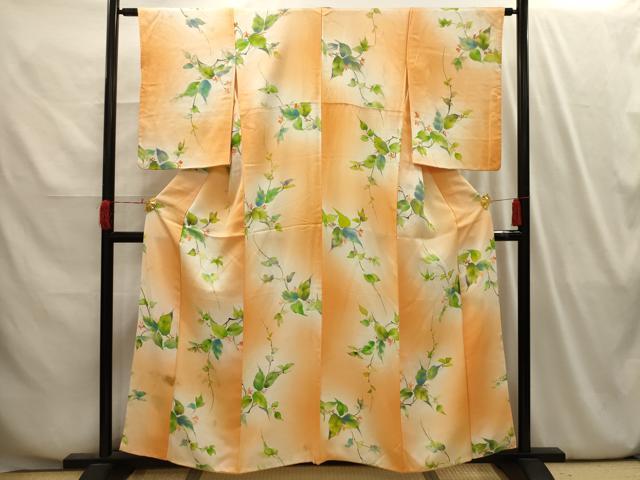 平和屋着物■上質な小紋 手描き 草花文 地紋起こし 暈し染め 正絹 逸品 AABI4122sx