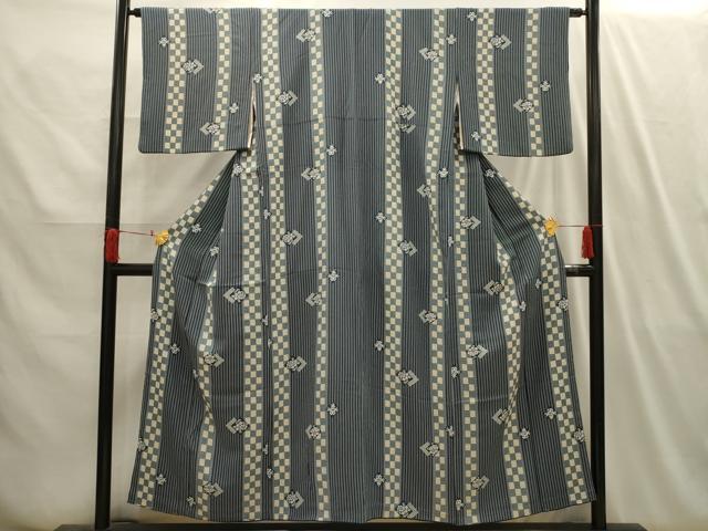 平和屋着物■上質な小紋 色紙重ね花文 正絹 逸品 AABI4123sx