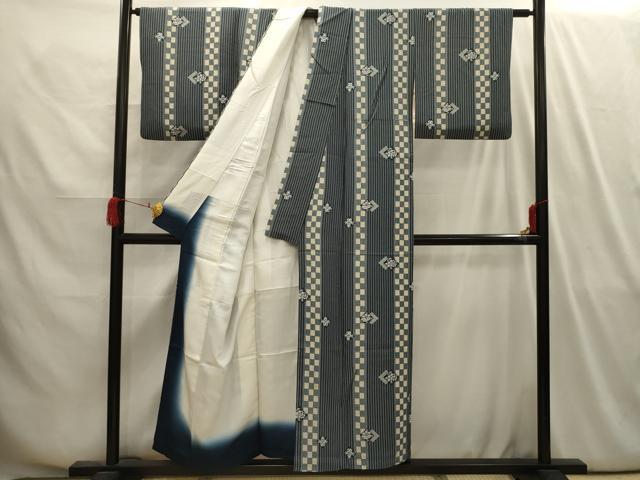 平和屋着物■上質な小紋 色紙重ね花文 正絹 逸品 AABI4123sx