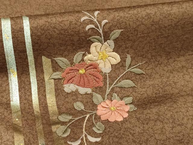 平和屋着物■訪問着 刺繍 草花文 暈し染め 金糸 金彩 正絹 逸品 AABI4130sx