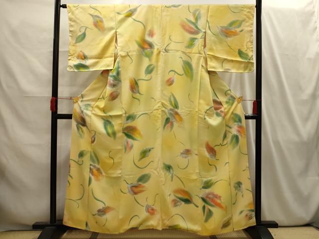 平和屋着物■上質な小紋 手描き 舞葉文 暈し染め 正絹 逸品 AABI4162sx