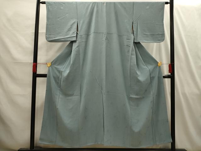 平和屋着物■上質な色無地 草花地紋 秘色色 正絹 逸品 AABI4163sx