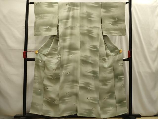 平和屋着物■訪問着 手描き 舞葉文 暈し染め 正絹 逸品 AABI4167sx