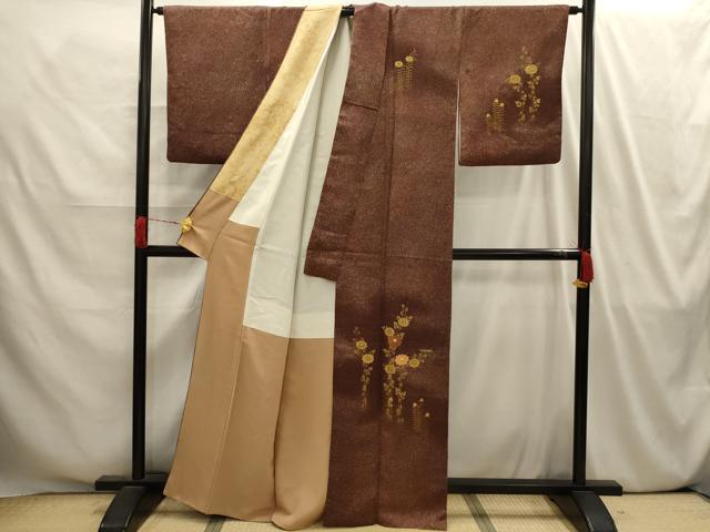 平和屋着物■訪問着 駒刺繍 草花文 金彩 正絹 逸品 AABI4175sx