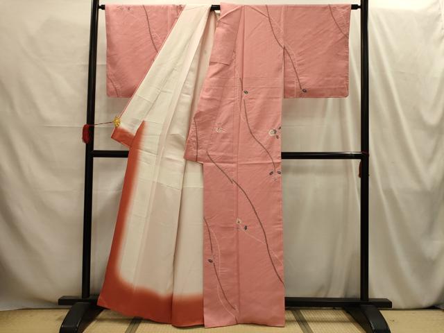 平和屋着物■上質な小紋 紬地 絞り 草花文 正絹 逸品 未使用 AABI4184sx