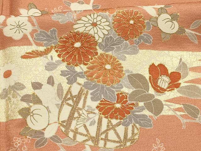 平和屋着物■訪問着 駒刺繍 花篭文 暈し染め 金彩 正絹 逸品 AABI4194sx