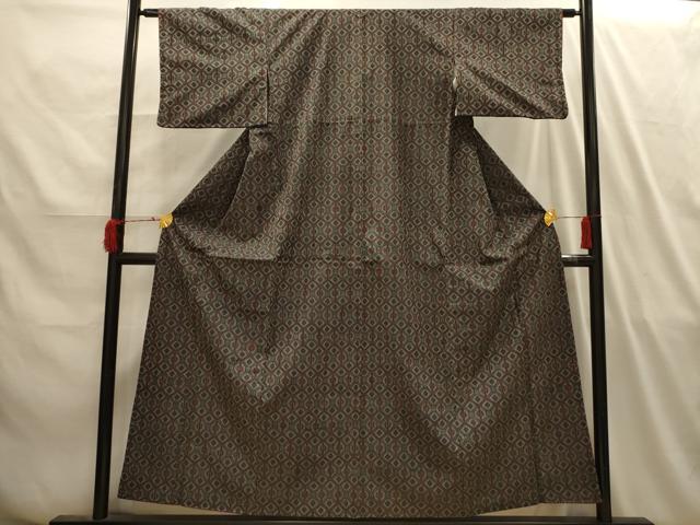平和屋着物■上質な紬 幾何学文様 正絹 逸品 AABI4196sx
