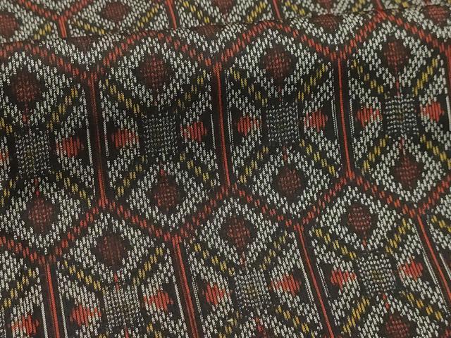 平和屋着物■上質な紬 幾何学文様 正絹 逸品 AABI4196sx