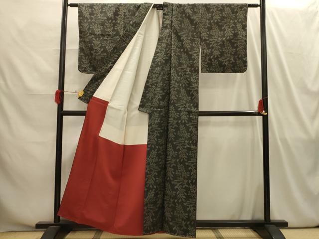 平和屋着物■本場大島紬 草花文 正絹 逸品 AABI4199sx