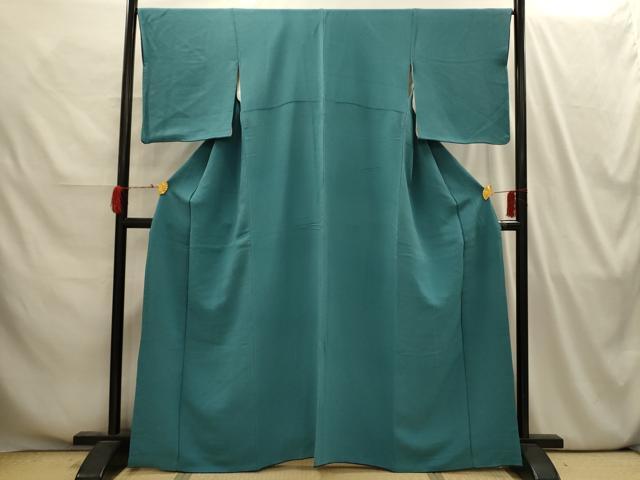 平和屋着物■上質な色無地 納戸色 鬼しぼ縮緬 正絹 逸品 AABI4208sx