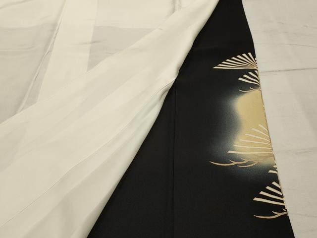 平和屋着物■豪華黒留袖 駒刺繍 松竹梅立波飛鶴文 暈し染め 金彩 正絹 逸品 AABI4212sx
