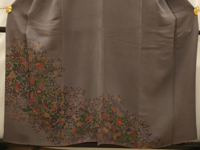 平和屋着物■訪問着 更紗花文 鬼しぼ縮緬 正絹 逸品 AABI4225sx