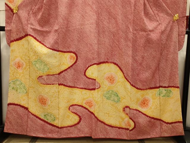 平和屋着物■豪華振袖 絞り 霞松花文 正絹 逸品 AABI4227sx