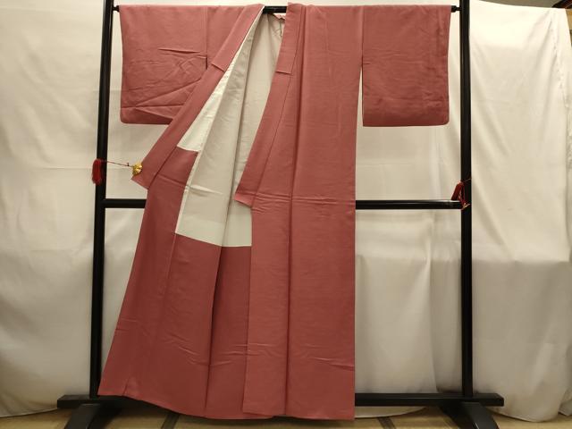 平和屋着物■上質な紬 色無地 真赭色 正絹 逸品 AABI4233sx