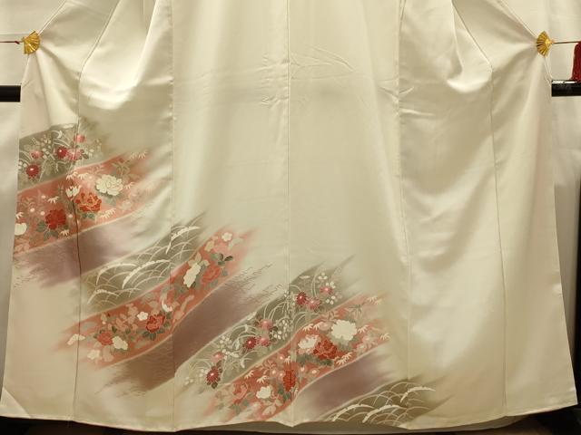 平和屋着物■訪問着 友禅 駒刺繍 松竹梅雪芝花文 暈し染め 金彩 正絹 逸品 AABI4234sx