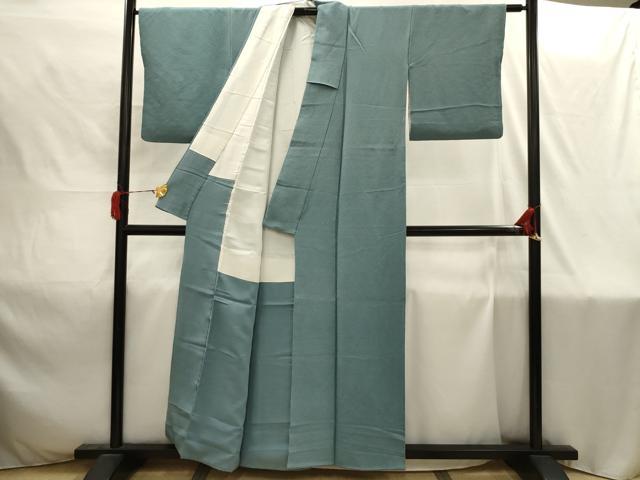 平和屋着物■上質な色無地 秘色色 鬼しぼ縮緬 正絹 逸品 AABI4235sx