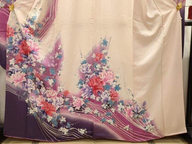 平和屋着物■豪華振袖 流水花文 暈し染め 正絹 逸品 AABI4238sx