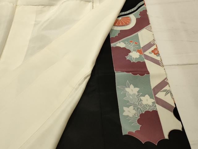 平和屋着物■豪華黒留袖 駒刺繍 飛鶴花文 金彩 正絹 逸品 AABI4242sx