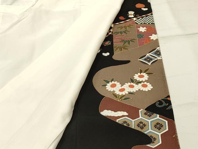 平和屋着物■豪華黒留袖 駒刺繍 松竹梅吉祥花宝尽くし 金彩 正絹 逸品 AABI4246sx