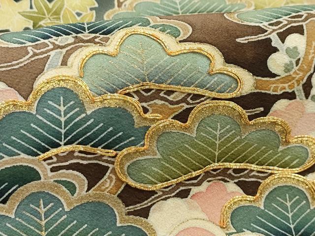 平和屋着物■豪華黒留袖 駒刺繍 群れ鶴風景文 暈し染め 金彩 正絹 逸品 AABI4247sx