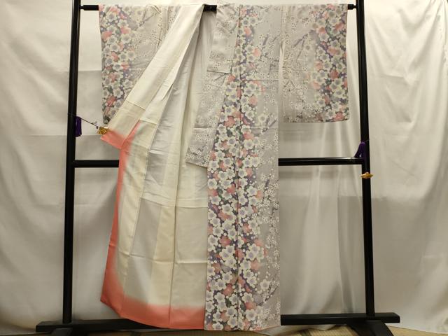 平和屋着物■上質な小紋 紅白梅 正絹 逸品 AABI4254sx