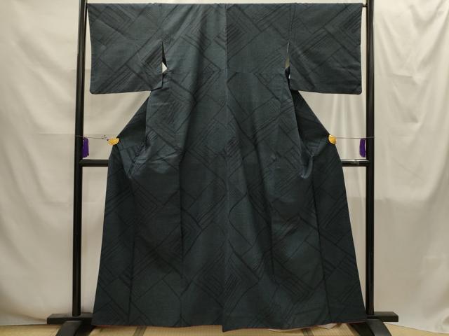 平和屋着物■上質な紬 幾何学文様 正絹 逸品 AABI4257sx