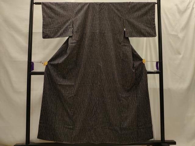 平和屋着物■上質な小紋 紬地 よろけ縞 正絹 逸品 AABI4262sx