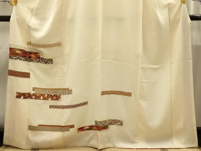 平和屋着物■訪問着 駒刺繍 横段吉祥草花文 金彩 正絹 逸品 AABI4271sx