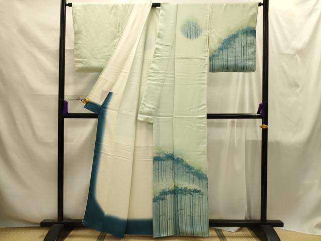 平和屋着物■訪問着 手描き 樹林文 暈し染め 正絹 逸品 AABI4273sx