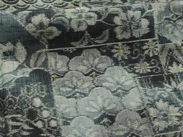 平和屋着物■上質な紬 吉祥花文 正絹 逸品 AABI4290sx