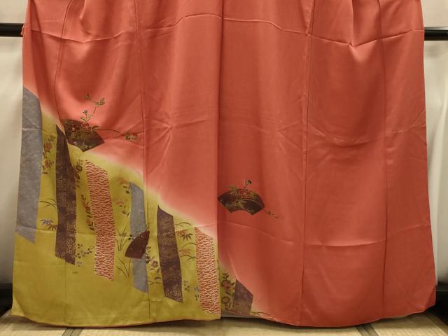 平和屋着物■訪問着 地紙花文 暈し染め 金銀彩 正絹 逸品 AABI4294sx