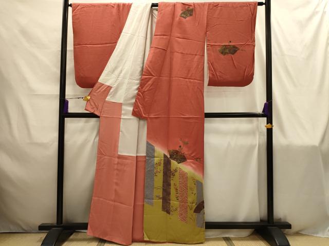 平和屋着物■訪問着 地紙花文 暈し染め 金銀彩 正絹 逸品 AABI4294sx