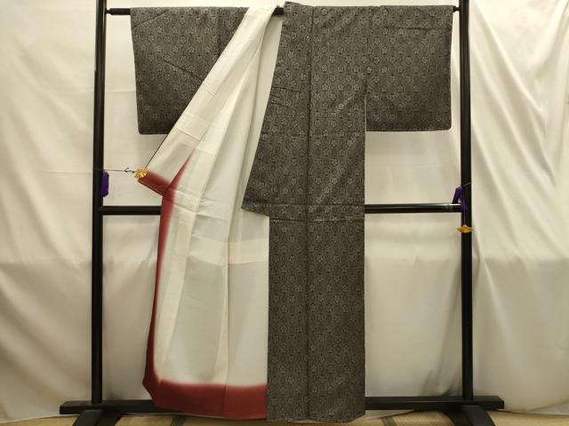 平和屋着物■上質な紬 亀甲花文 正絹 逸品 AABI4299sx