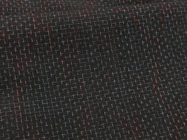 平和屋着物■本塩沢 菱文 黒地 正絹 逸品 AABI4306sx