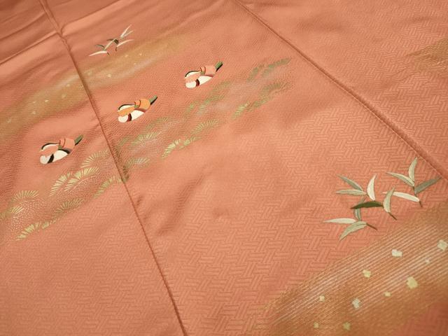平和屋着物■訪問着 刺繍 鴛鴦 金銀彩 正絹 逸品 AABI4307sx
