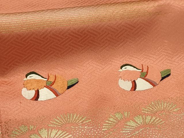 平和屋着物■訪問着 刺繍 鴛鴦 金銀彩 正絹 逸品 AABI4307sx
