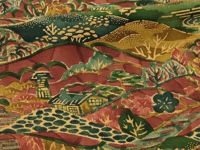 平和屋着物■上質な小紋 風景文 鬼しぼ縮緬 正絹 逸品 AABI4309sx