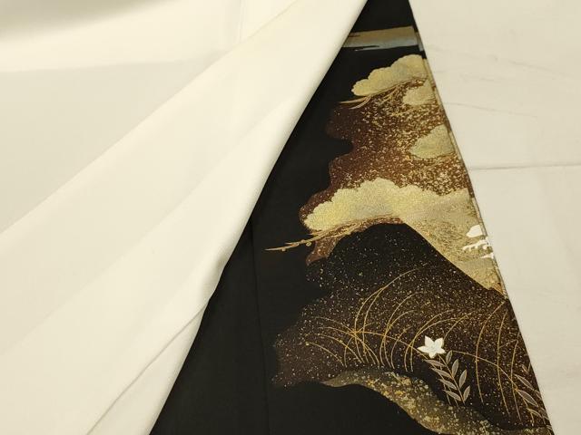 平和屋着物■豪華黒留袖 道長扇面飛鶴花文 金銀彩 正絹 逸品 AABI4310sx