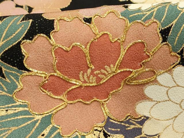 平和屋着物■豪華黒留袖 駒刺繍 花車文 金彩 正絹 逸品 AABI4313sx