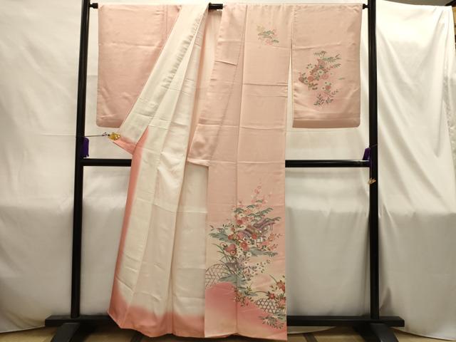 平和屋着物■訪問着 友禅 松竹梅風景文 暈し染め 正絹 逸品 AABI4321sx
