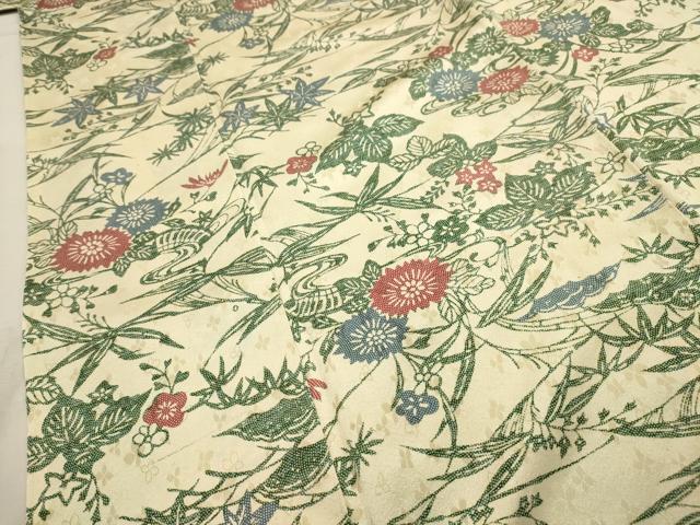 平和屋着物■上質な小紋 型染め 流水草花文 正絹 逸品 AABI4339sx