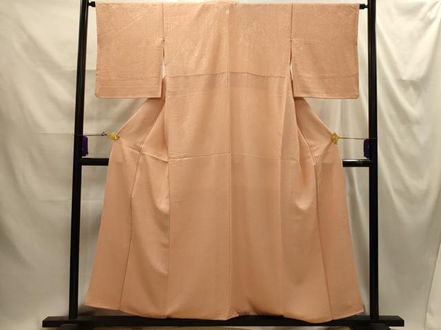 平和屋着物■上質な色無地 裂取花地紋 洒落柿色 正絹 逸品 AABI4346sx