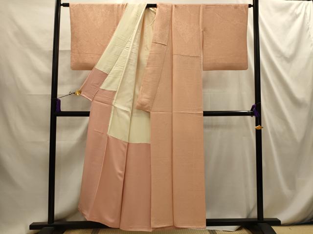 平和屋着物■上質な色無地 裂取花地紋 洒落柿色 正絹 逸品 AABI4346sx