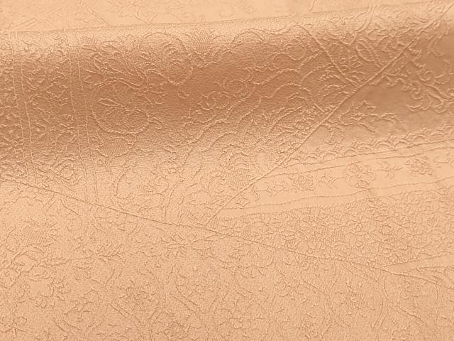 平和屋着物■上質な色無地 裂取花地紋 洒落柿色 正絹 逸品 AABI4346sx