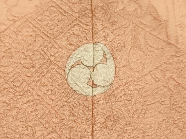 平和屋着物■上質な色無地 裂取花地紋 洒落柿色 正絹 逸品 AABI4346sx